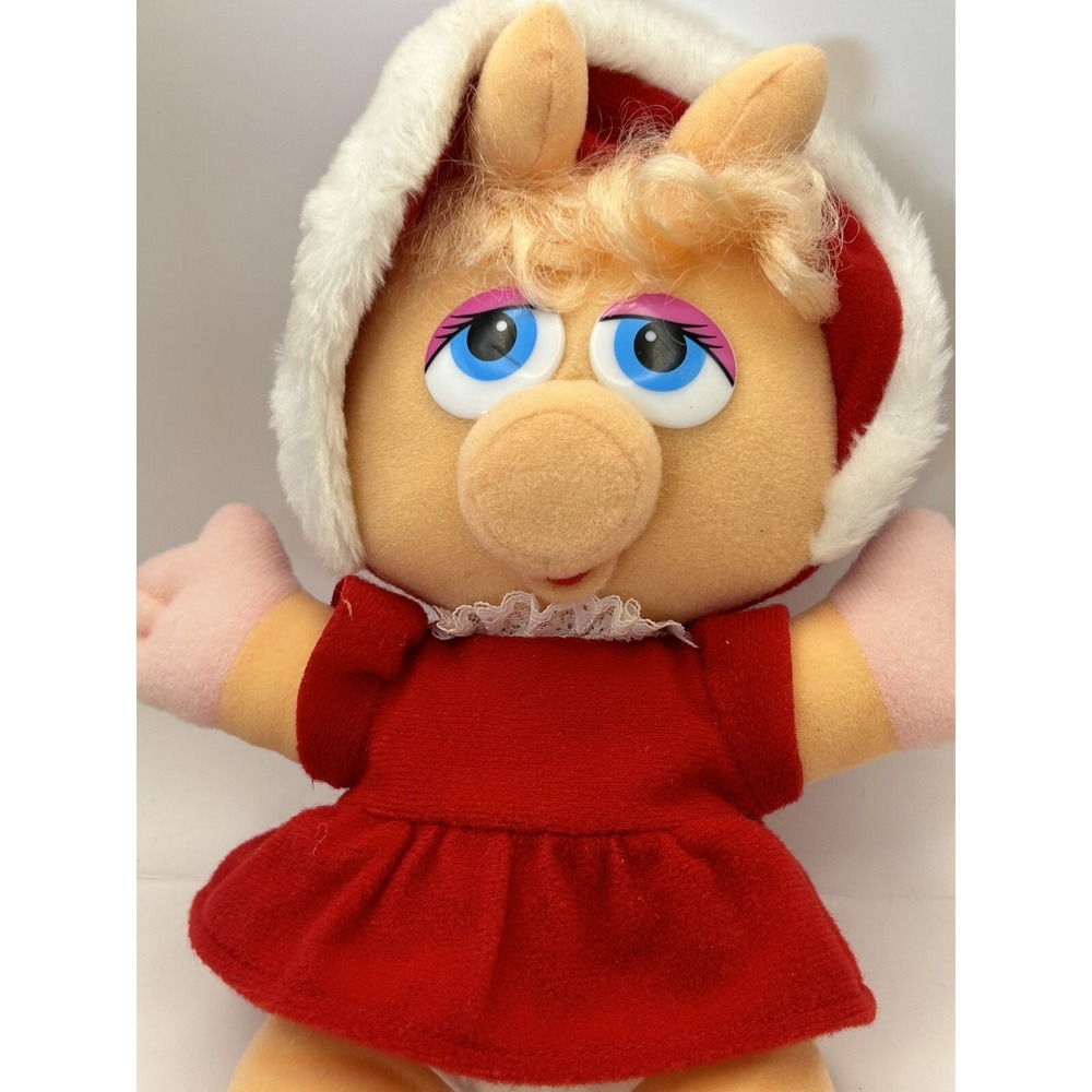 Vintage 1987 Baby Miss Piggy Christmas Plush 11" Jim Henson Muppets Doll